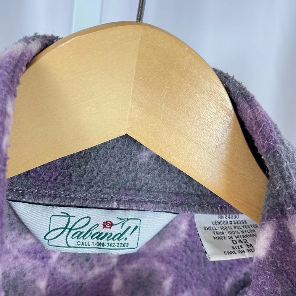 Haband 80s Vintage Fleece Medium Polar Bear Snowflake Warm Jacket Alaska Outdoor Purple - Image 8