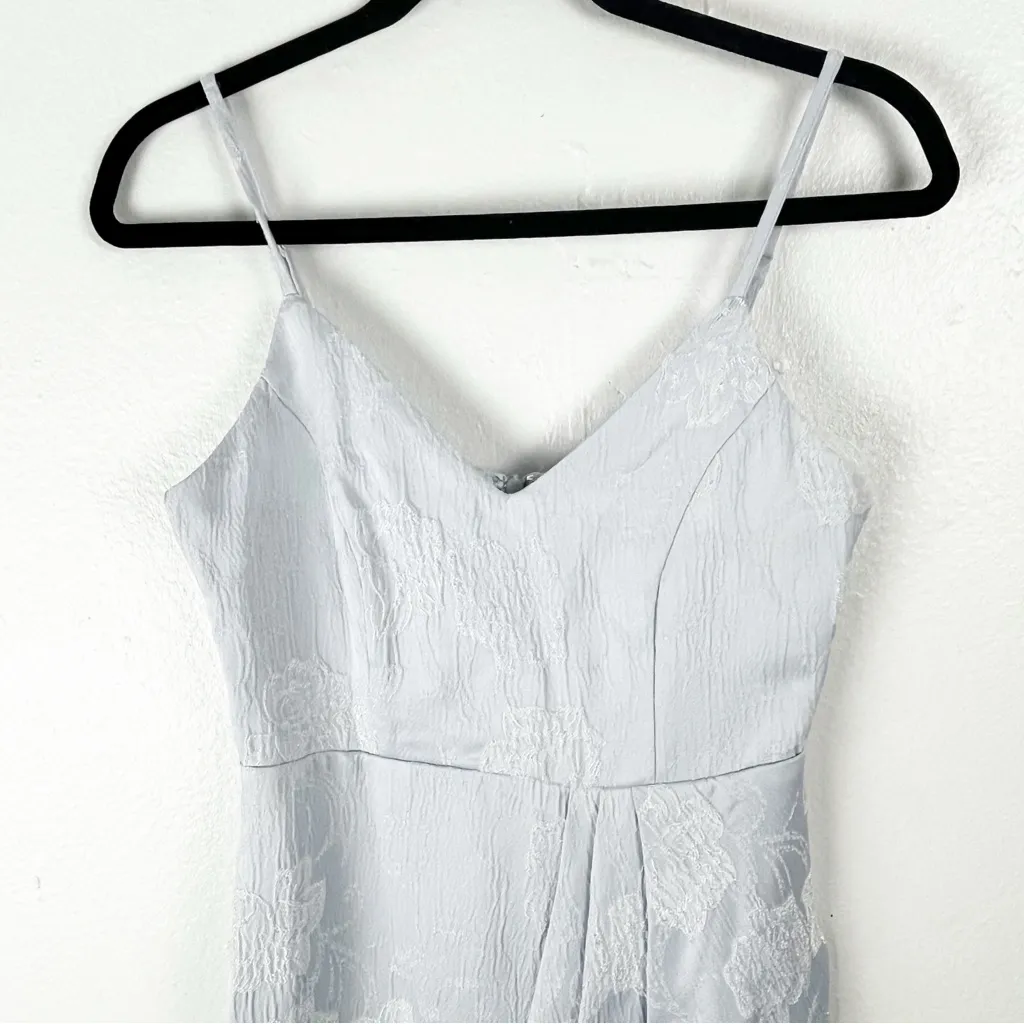 LULUS Truly Exquisite Light Blue Jacquard Tulip Spaghetti Strap Midi Dress Small - Image 6