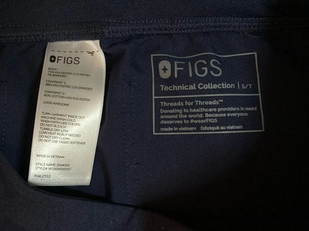 FIGS Zamora Jogger Scrub Pants Size Small Tall Navy Blue - Image 5