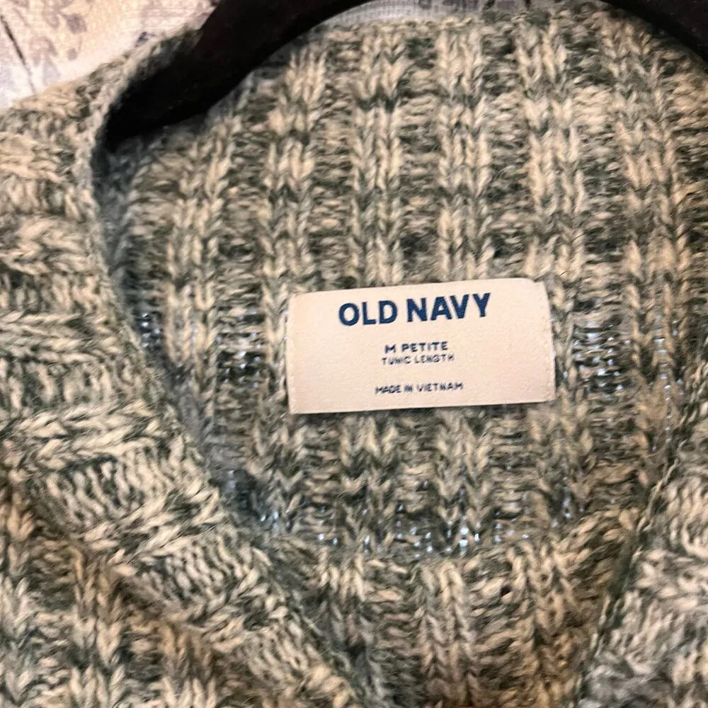 Old Navy Green And Gray Mock Neck Marled Knit Tunic Length Sweater Medium Petite - Image 6