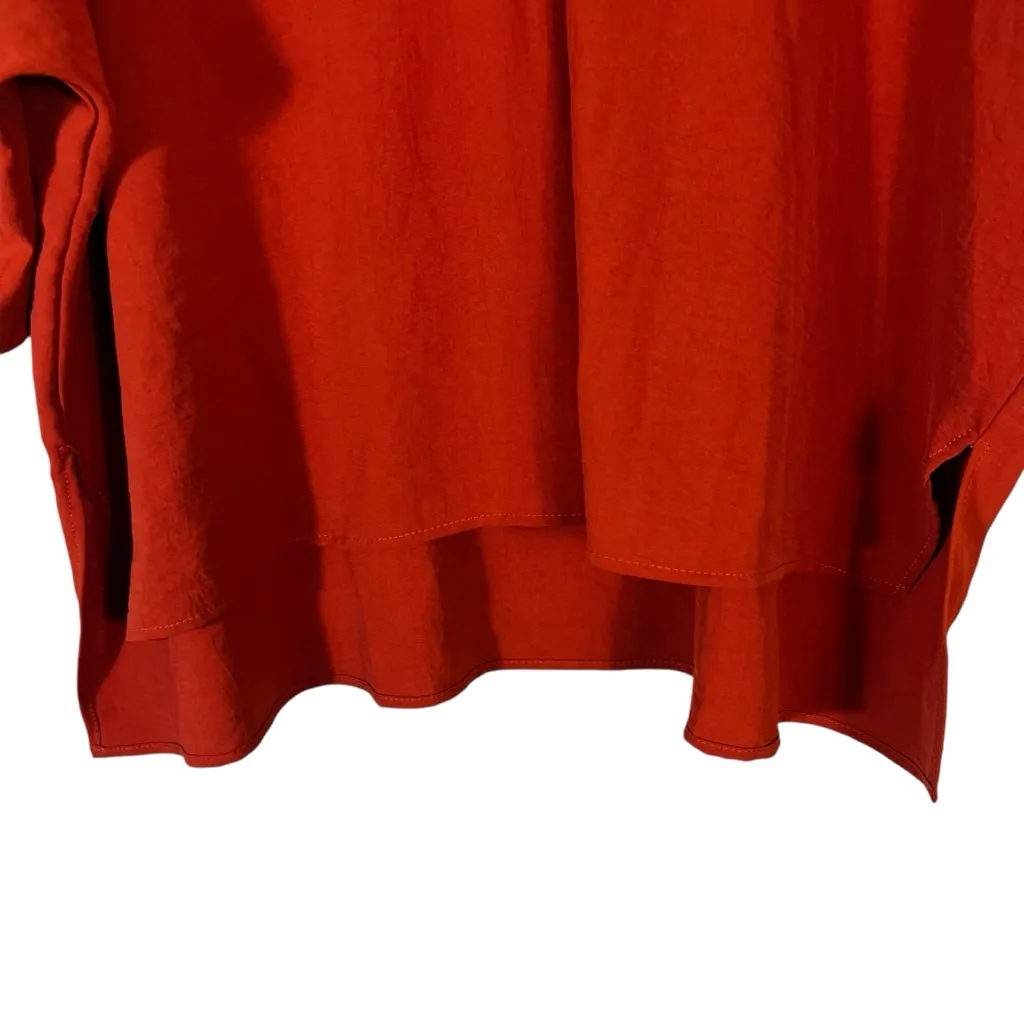 Entro Split Neck Tunic Top Womens L Rust Orange Flowy Lightweight Minimalist - Image 4