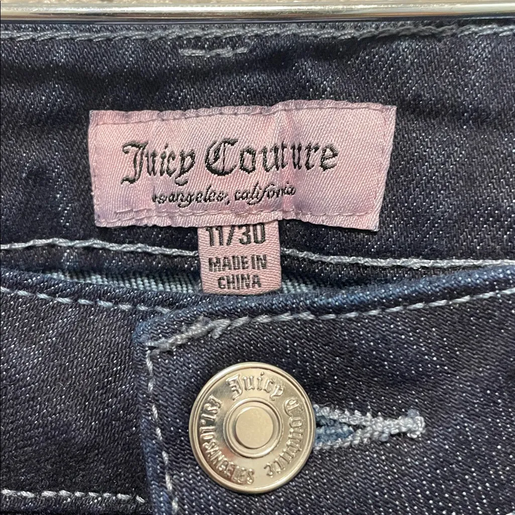 Juicy Couture Jeans "Abbot” Y2K High Rise Wide Leg Carpenter Bedazzled Sz 11/30 - Image 2