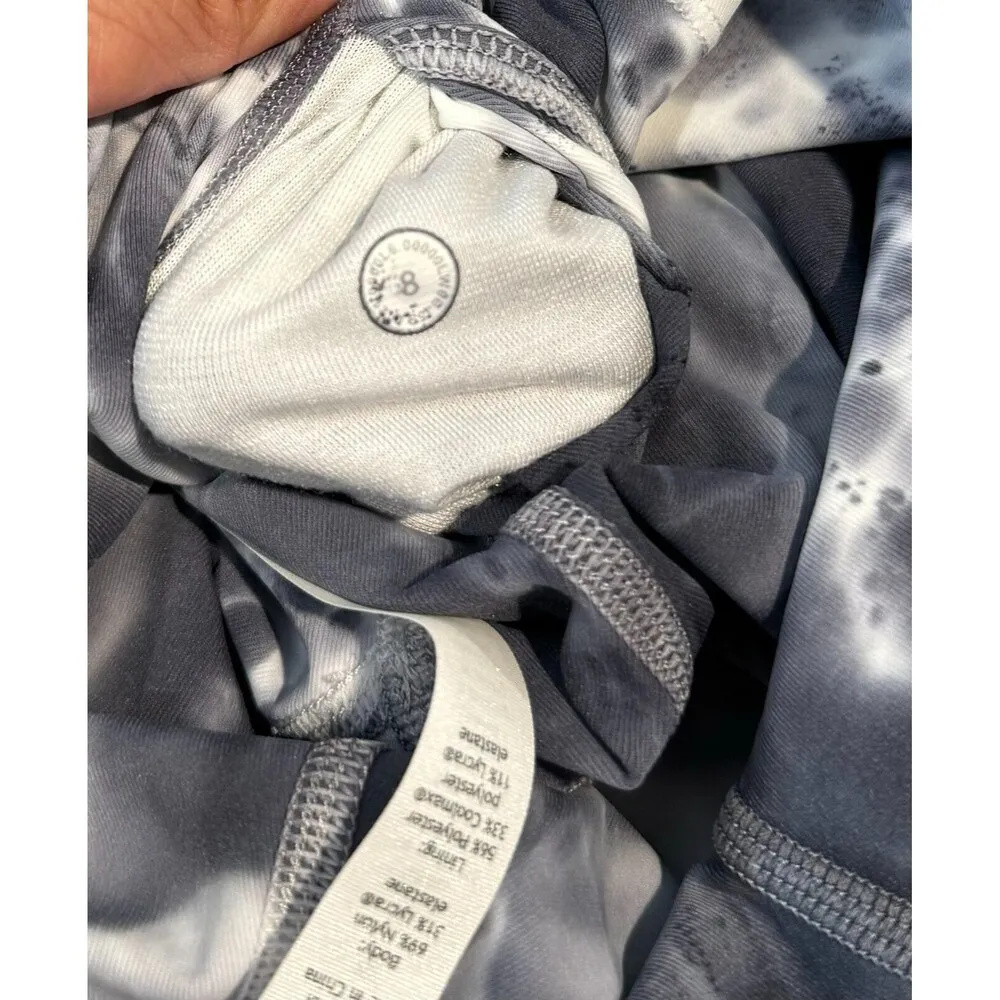 Lululemon Womens Pants Gray Wunder Under Marble Dye Crop Leggings Pull On Size 8 White - Image 8