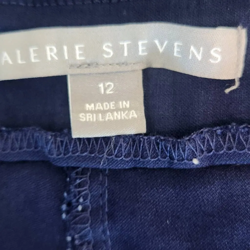 Valerie Stevens Navy Fitted Ankle Pull-on Pants Size 12 Preppy Navy Ankle Pants - Image 6
