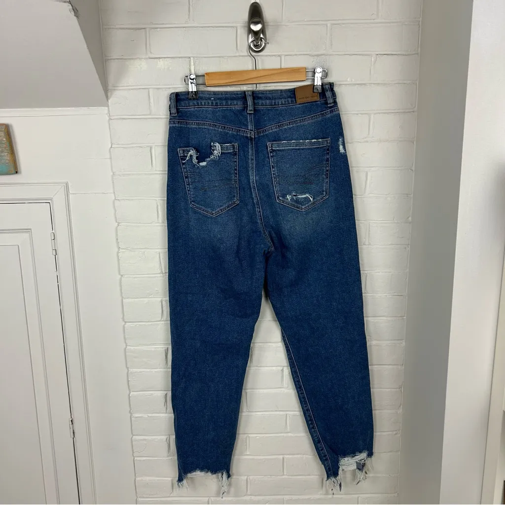 American Eagle Distressed Highest Rise Mom Jeans Size 10 - Image 10