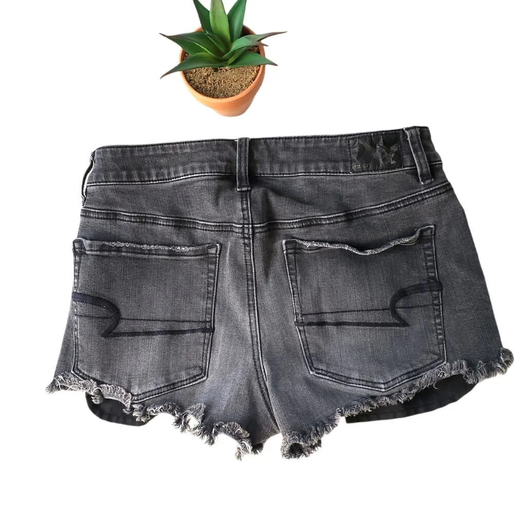 American Eagle Womens Shorts Size 6 Hi-Rise Jean Booty Distressed Black Festival - Image 5