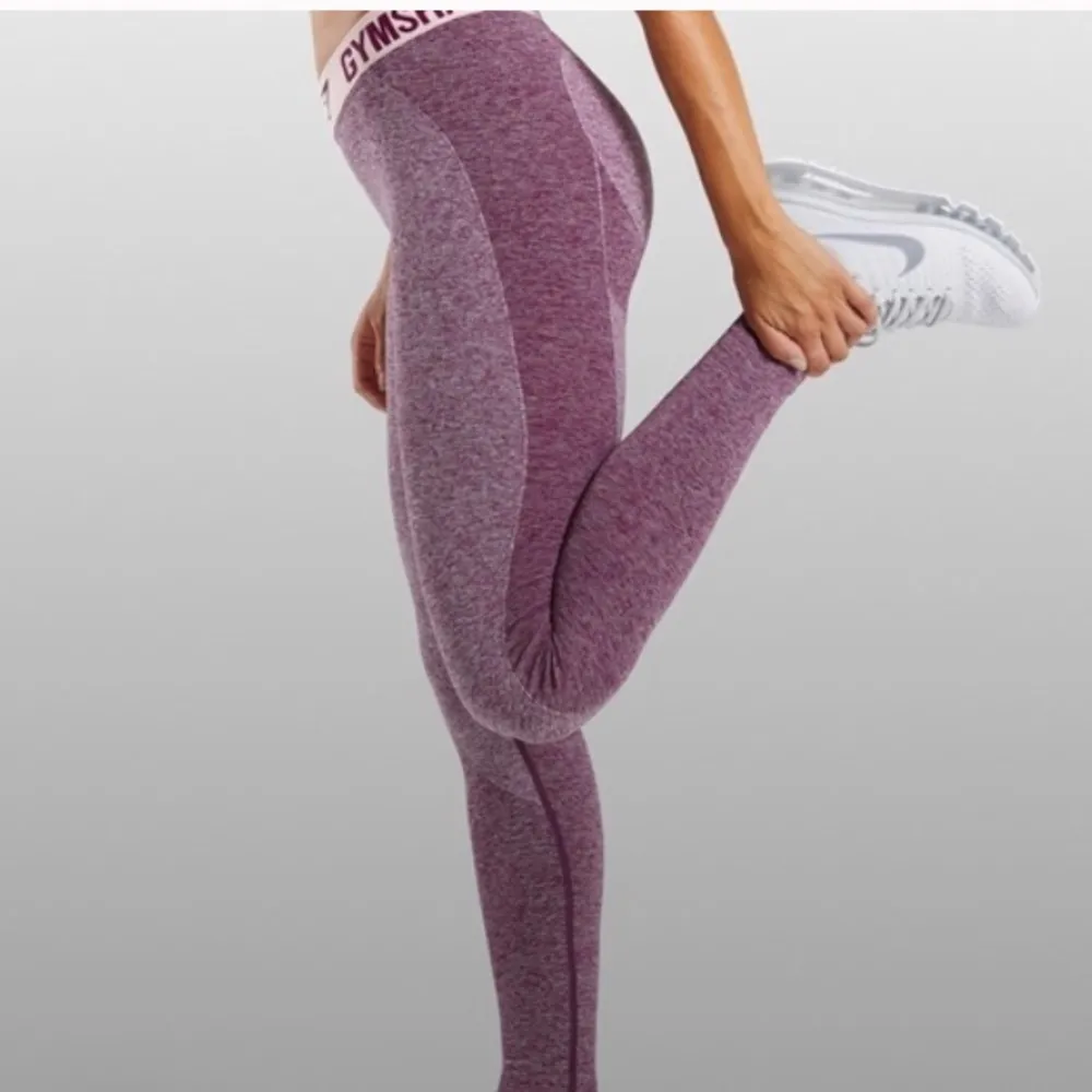 Gym Shark purple leggings Gymshark Spellout Waistband Leggings flex leggings​ - Image 7
