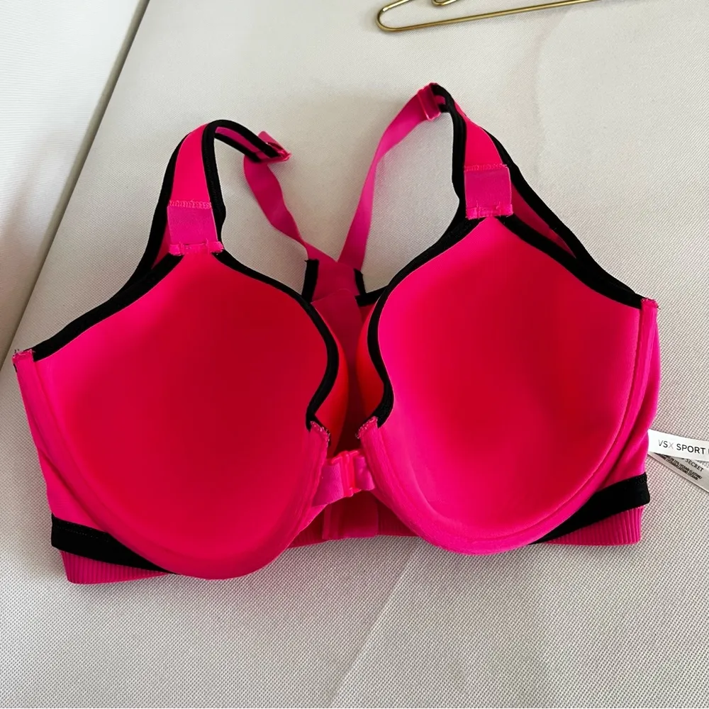 VSX Knockout Front-Close Sports Bra High Impact Hot Pink Sports Top Size 38DD - Image 9