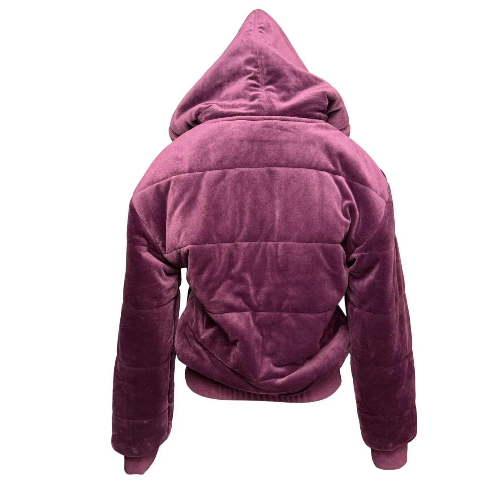 Champion Velour Puffer Jacket/Coat Women's Size‎ Small Purple Plum Streetwear - Image 3