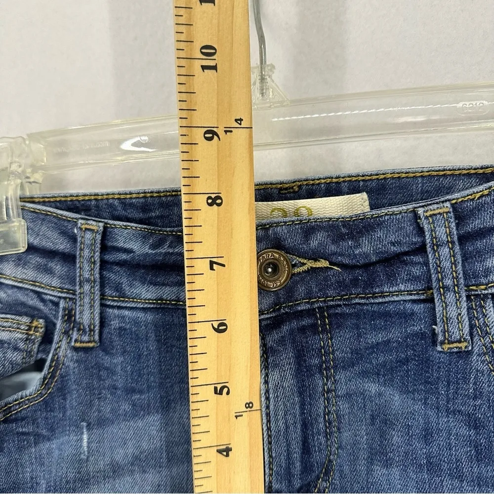 Zara Basic Dept Mid Rise Medium Wash Skinny Distressed Jeans Woman’s 8 Blue - Image 5