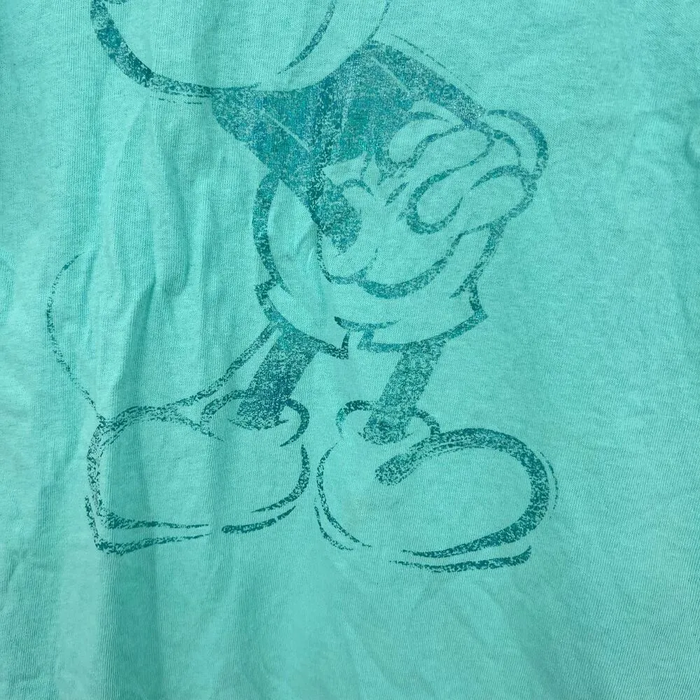 Disney Parks Arendelle Aqua Metallic Mickey Mouse Adult Size Large T-Shirt - Image 3