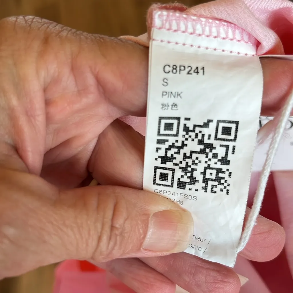 Colorful Fun Pink Orange Stripe Blouse New Poplin - Image 8