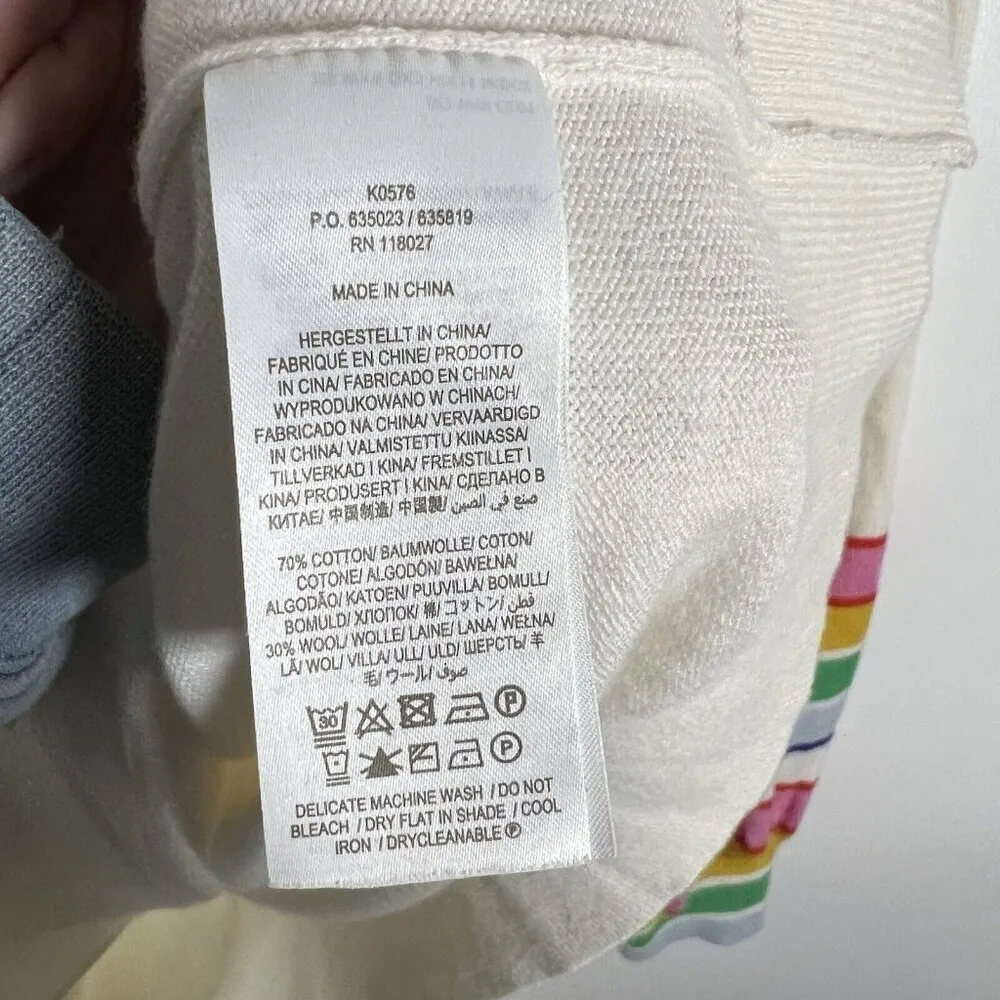 Boden Women’s Sz 8 White‎ Rainbow Stripe Sleeve Square Neck Knit Sweater Wool White - Image 7