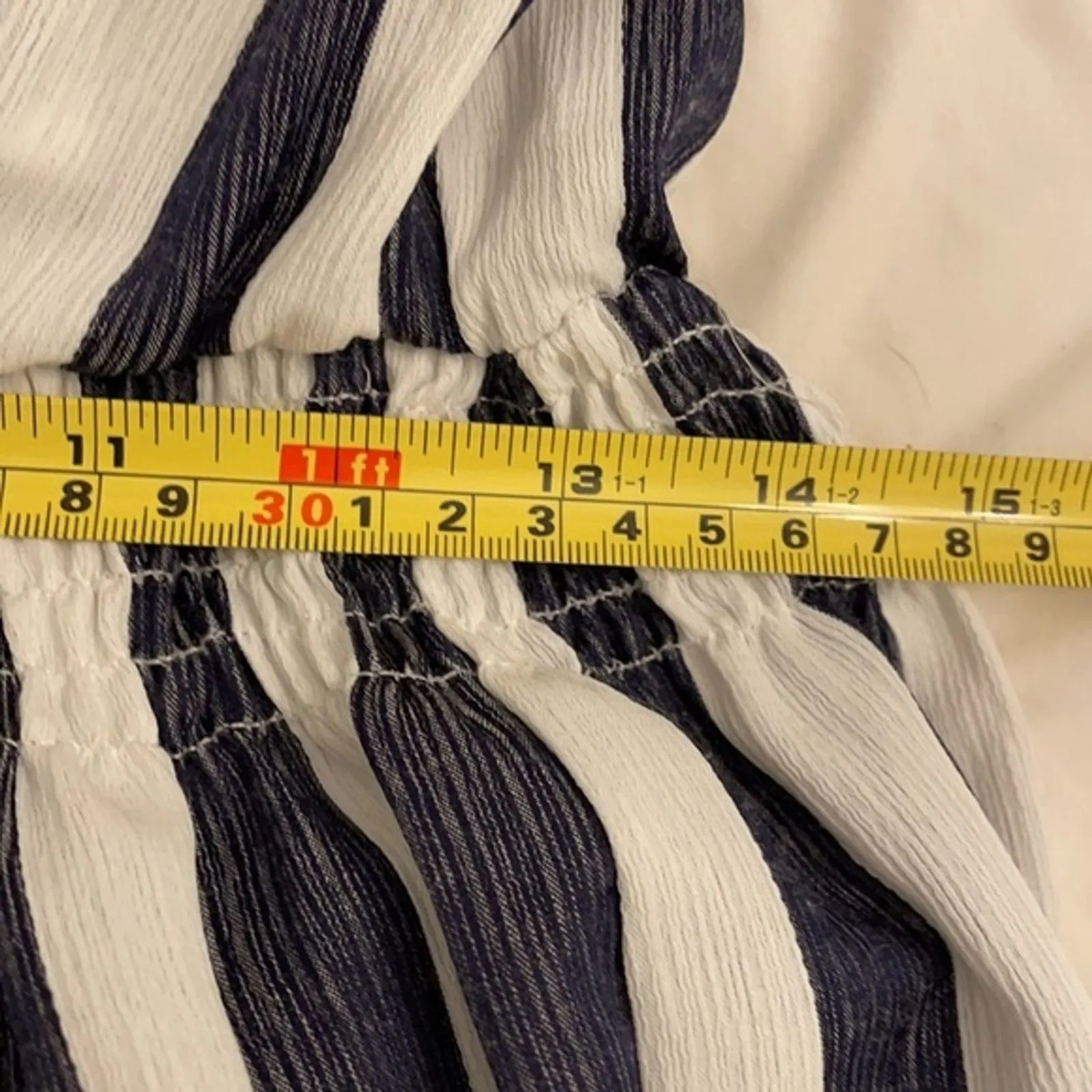 Entro Blue Mini Dress Women's Size L One Shoulder Ruffled Striped NEW - Image 6