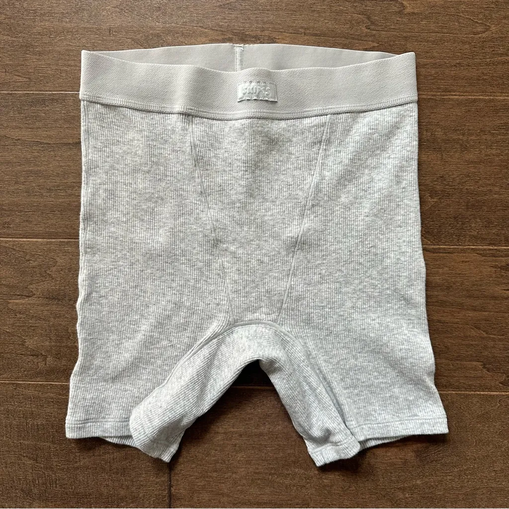 Skims Cotton Rib Boxer Light Heather Grey - Image 3