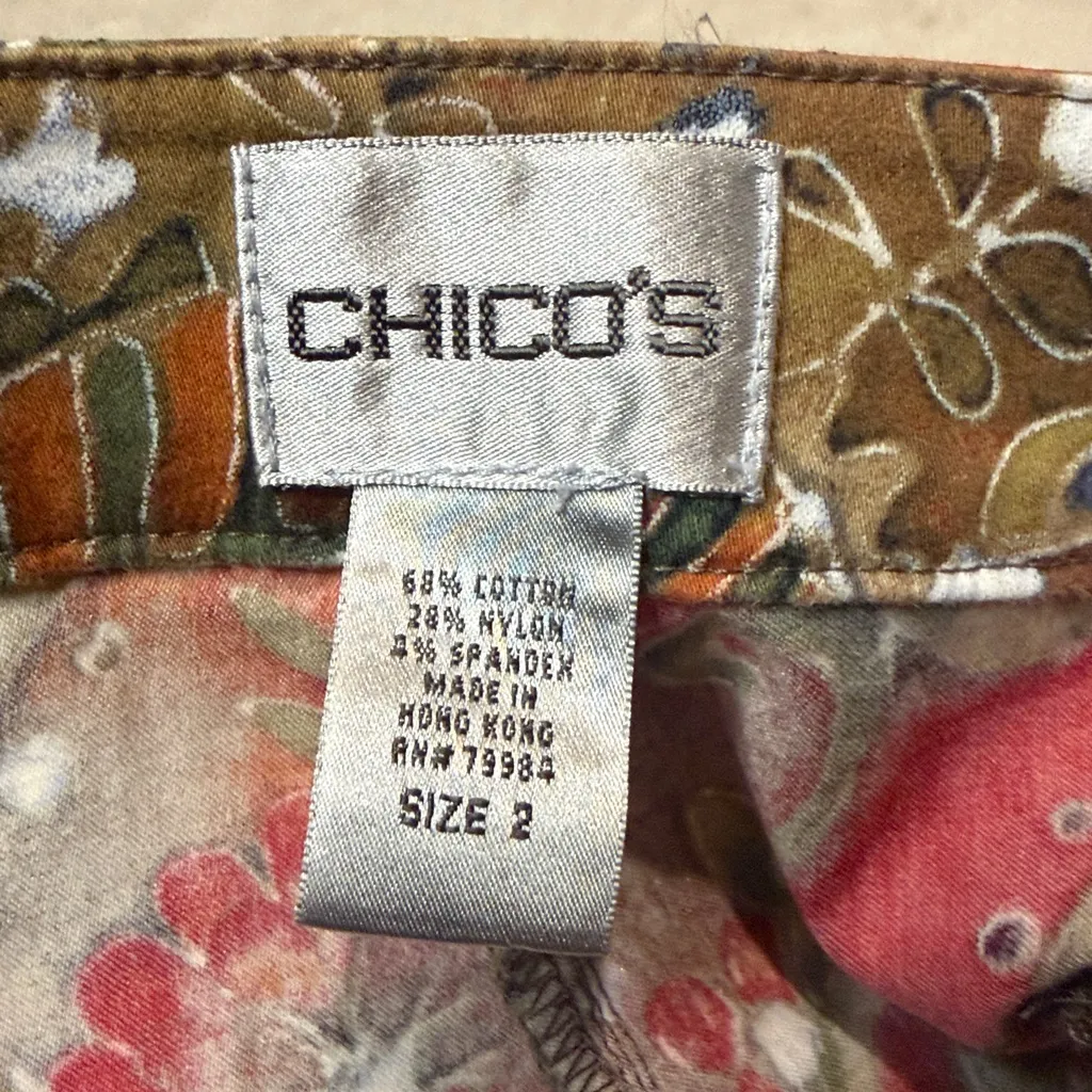 Chico’s Paisley Patterned Crop Boho Retro Straight Leg Pants Size 2 Medium 12/14 - Image 3