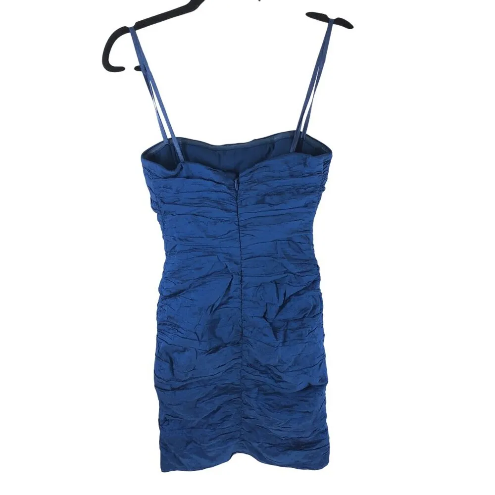 BCBG MaxAzria Strapless Mini Dress Ruched Bodycon Cobalt Blue 4 - Image 2