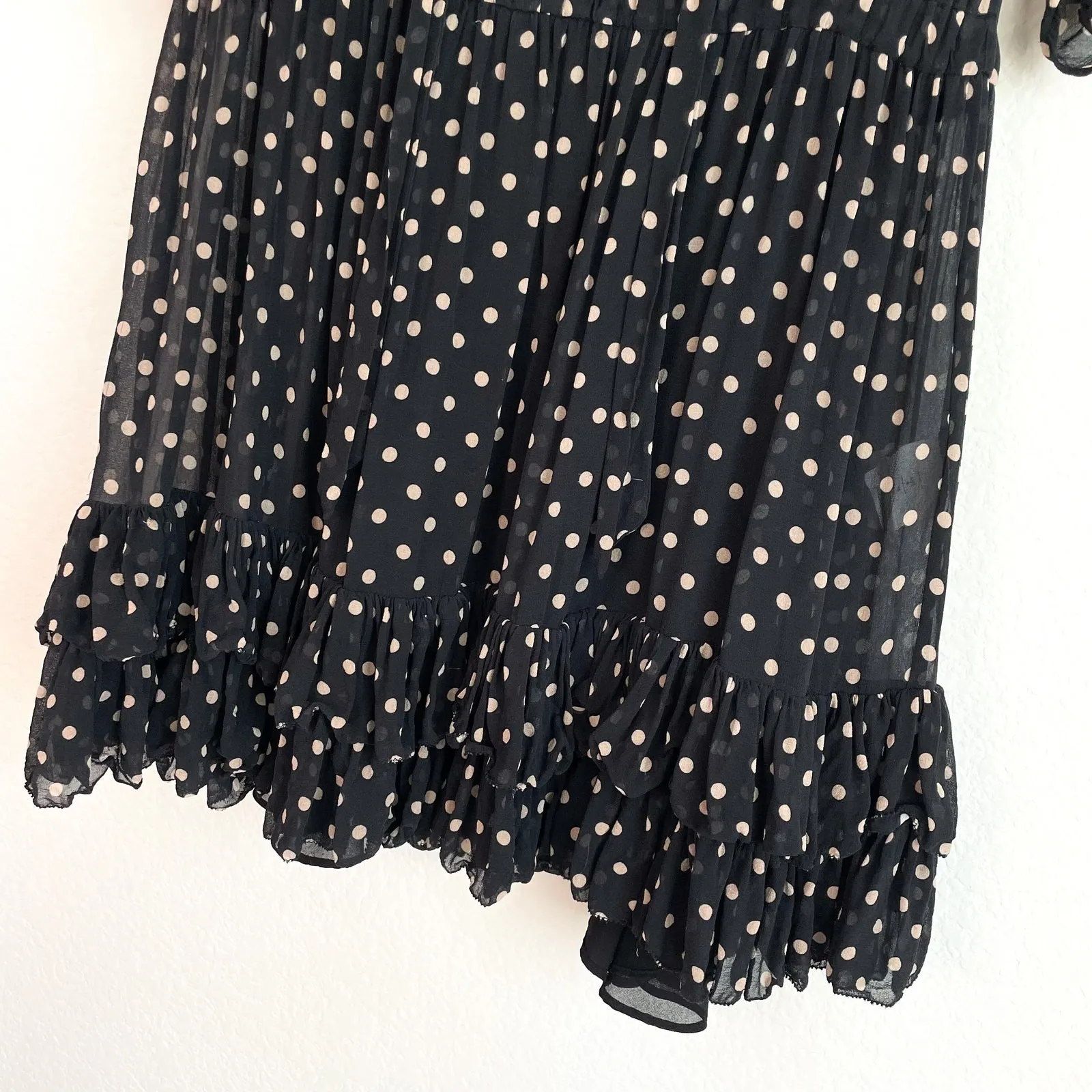 NICHOLAS Black Polka Dot Chiffon Ruffle Mini Dress 0 - Image 12