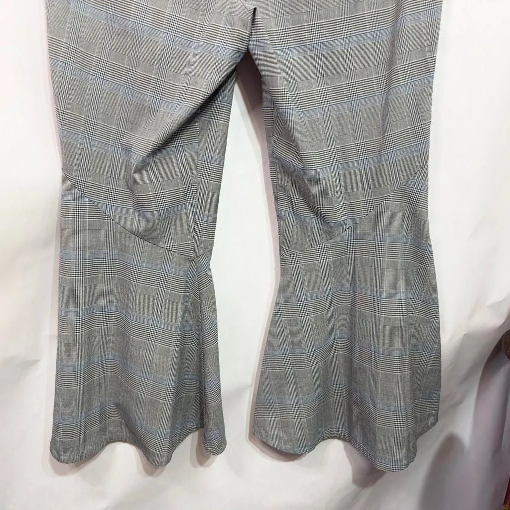 Elloquii Plus Size 18 Pants Bell Bottom Flare Ruffle Checkered Plaid Gray 1693 - Image 7