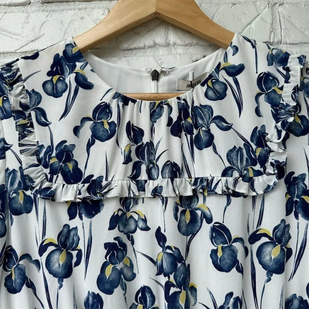 Jason Wu Women's Silk Floral Ruffle Mini Dress Size 8 Multicolor Party - Image 6