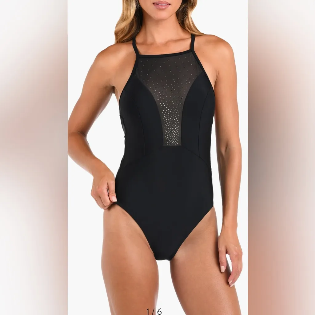 NWT L’Agence‎ Belle Shine One-Piece Swimsuit in Black Sz Large $275 - Image 6