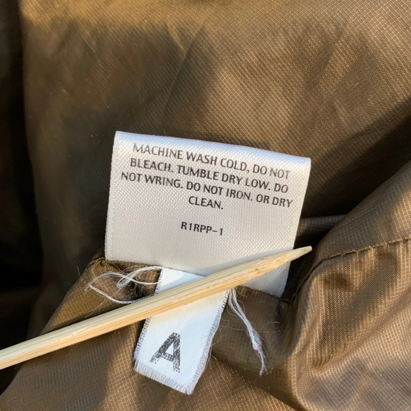 Eileen Fisher Puffer Jacket Quilted Down Fill Zip Front Warm Bronze M Cozy FLAWS - Image 6