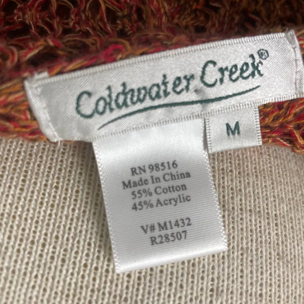Coldwater Creek Hooded Sweater Size Medium Orange Loose Knit Cover Up Tunic - Image 4