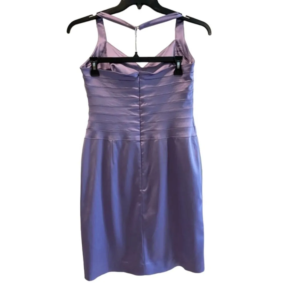 Papell Boutique Evening V-Neck Halter Prom Pencil Dress Lavender Size 10‎ - Image 2