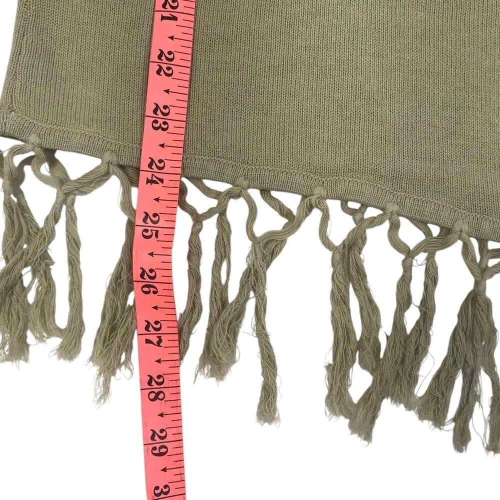 STORYBOOK KNITS Patchwork Sweater Women S Asym Fringe Linen Cottage Boho Y2K Green - Image 12
