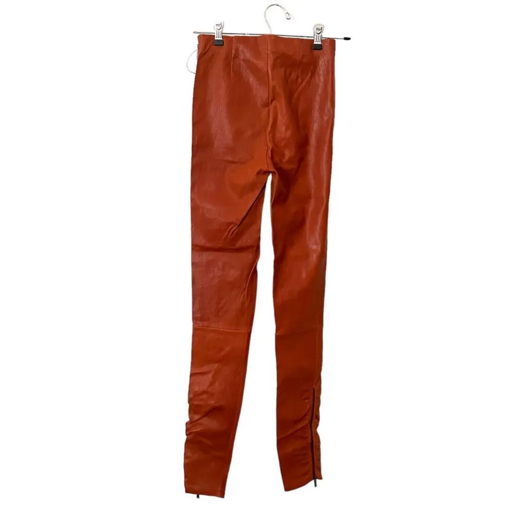 JASON WU GREY Leather Skinny Pants in Terracotta NWOT‎ Sz 2 Orange - Image 4