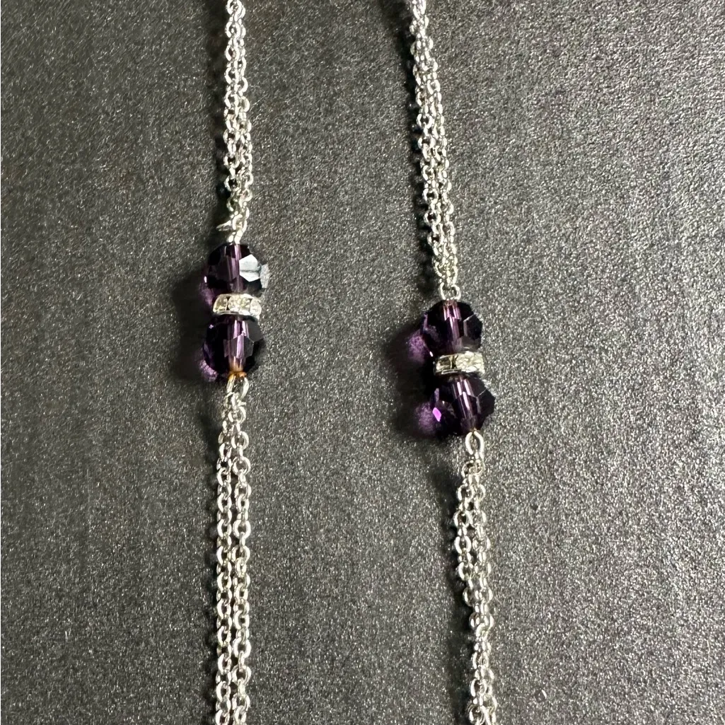 Chaps Silver and Purple Beaded Necklace - Image 11
