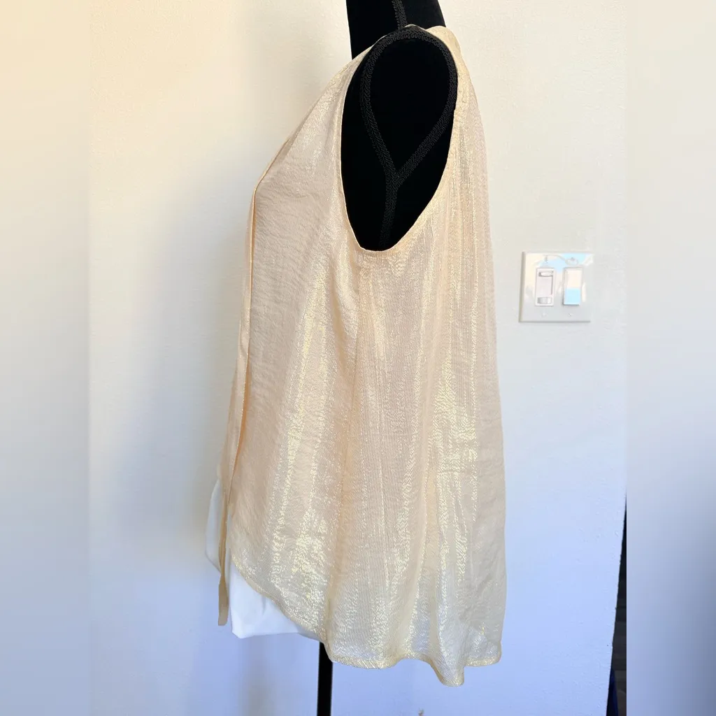 100% Silk Shimmering Cream Blouse - Image 4