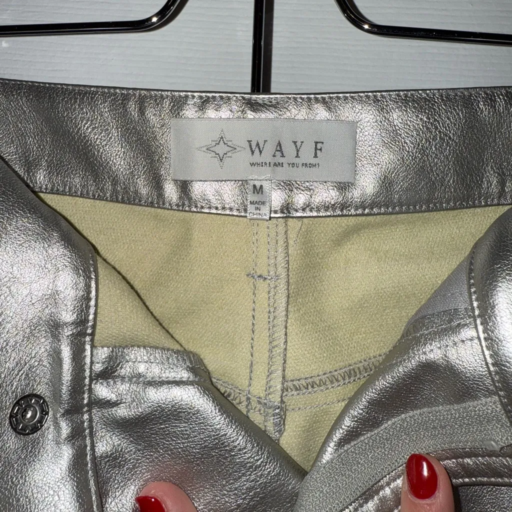 NWT WAYF Shimmering Silver Trousers (M) - Image 3