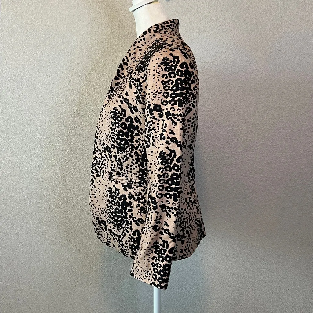 JCrew Leopard Print Open Front Blazer Tan/Black Size 2 - Image 4