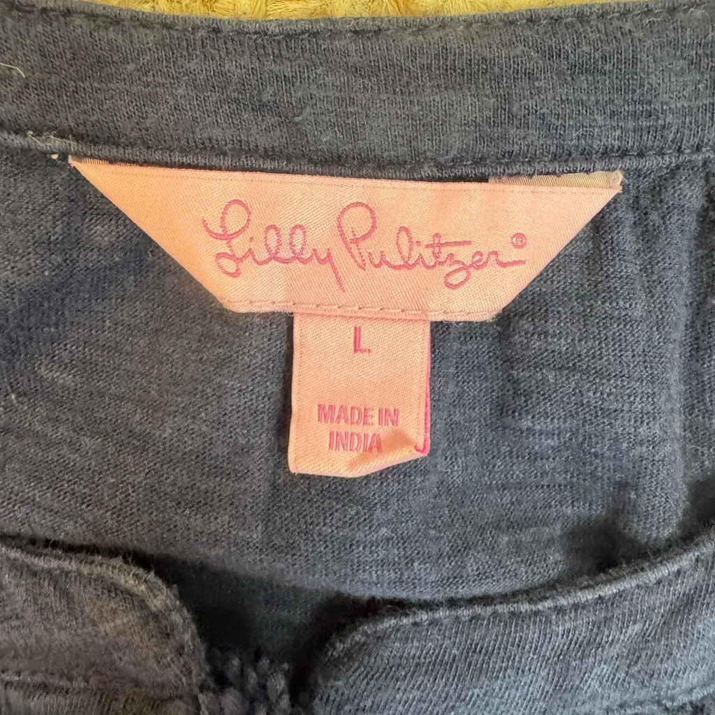 Lilly Pulitzer Navy Blue Del Lago Tunic Midi Length Dress sz L - Image 10