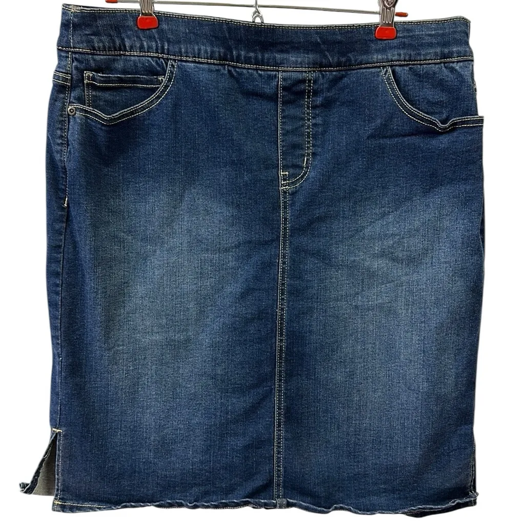 Westbound Stretch Denim Classic 5 Pocket Pull On Midi Blue Jean Skirt Womens 10 - Image 3