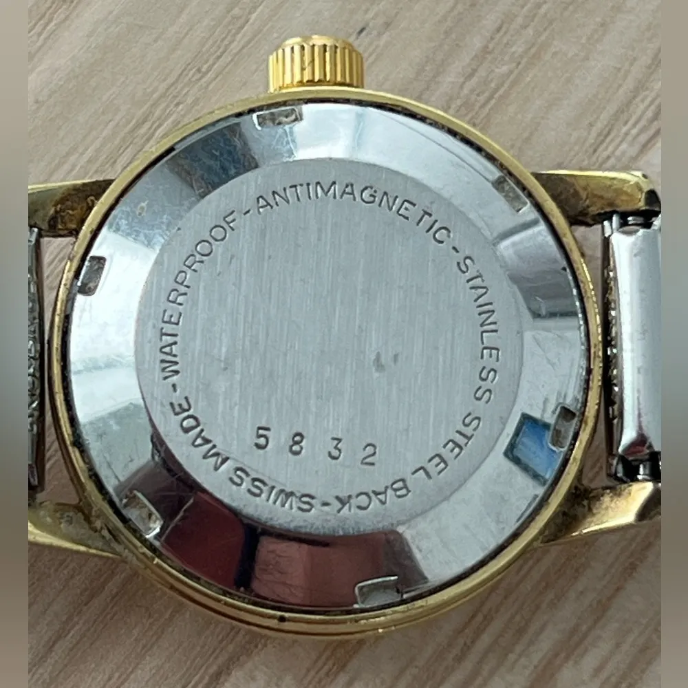 Bucherer Rare Vintage Automatic Watch Gold Plated Case Stainless Dial New Strap - Image 10
