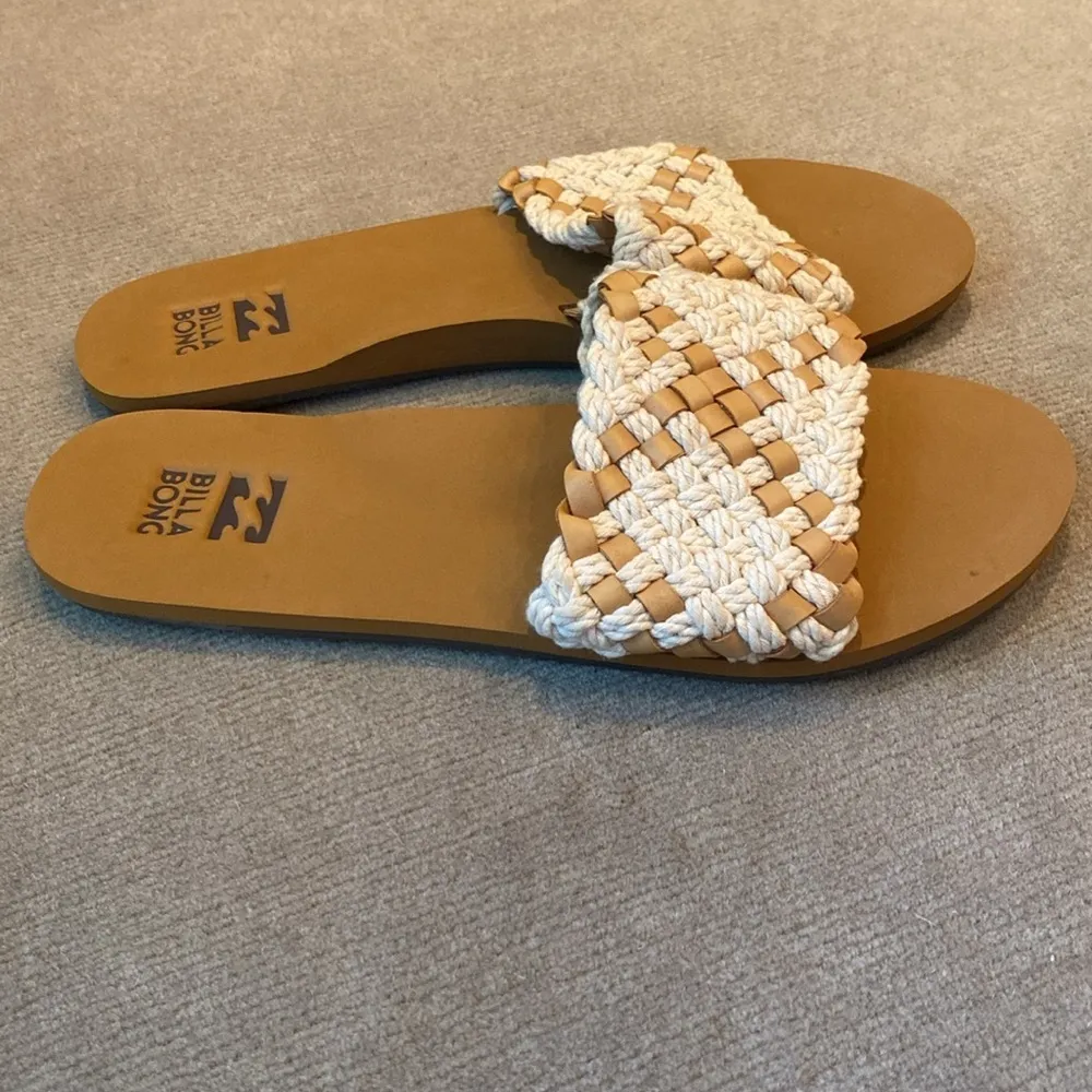 Billabong One Way Woven Flit flop Sandal Wide Strap Cream Tan Cool Wip Size 10 - Image 7