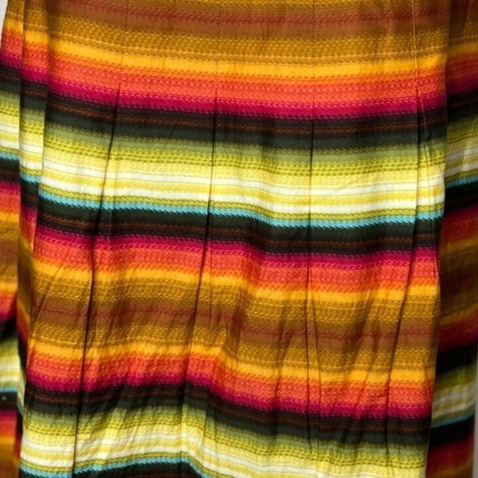 Talbots Skirt‎ Womens 8 Multicolored Stripe Petite A Line Pleated Southwestern - Image 5