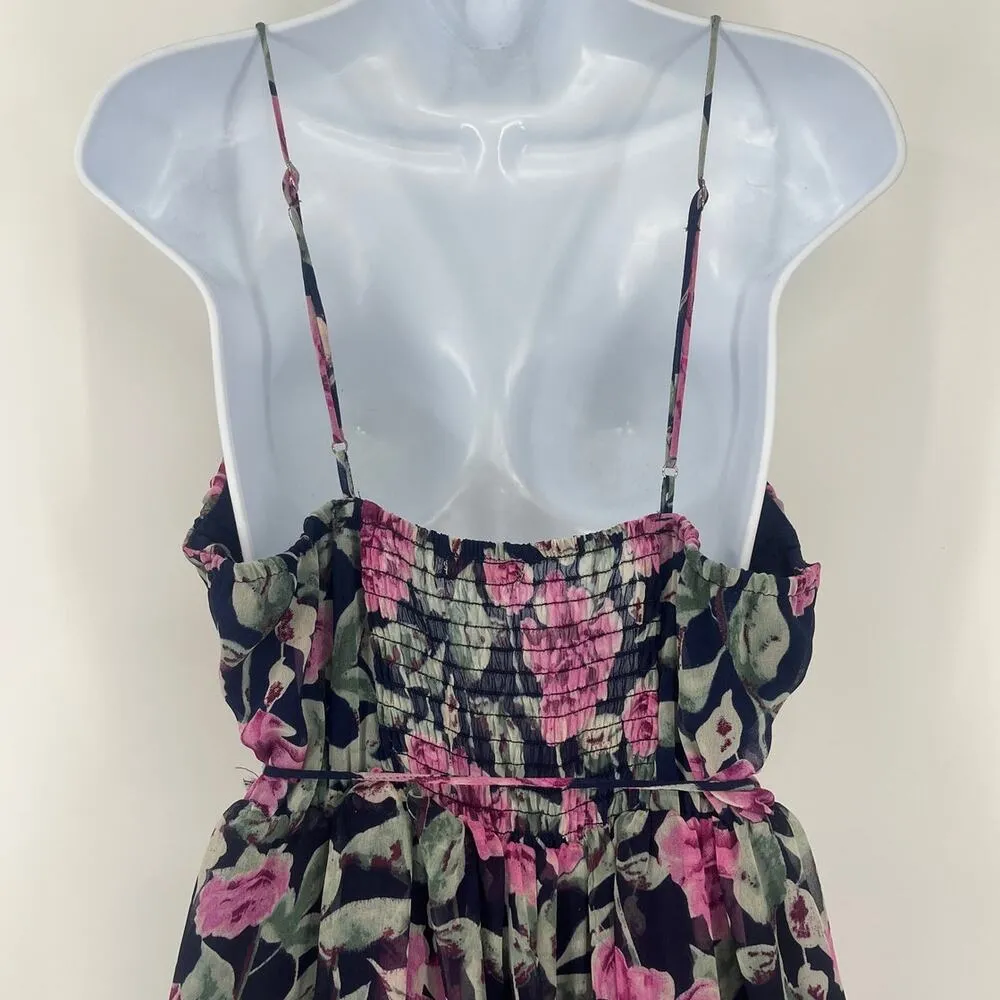 Fillercere Coquette Dress Sz L Blue Floral Ruffle Midi Cottagecore Fairy Size L - Image 9