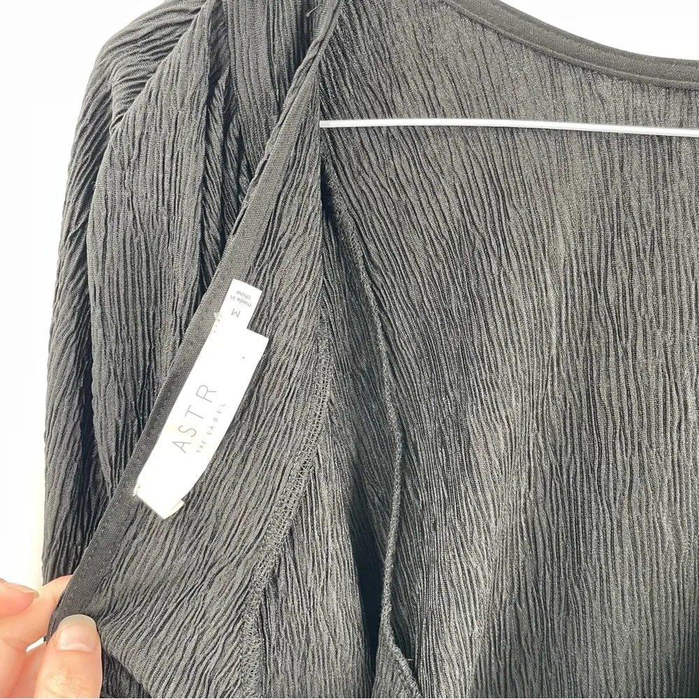 ASTR REVOLVE Black Textured Scoop Back Half Drape Sleeve Bodysuit Blouse Top - Image 6