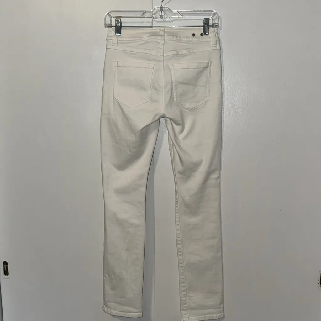 Cabi High Rise Slim Jeans Distressed Stretch Denim White Women’s 0 - Image 7