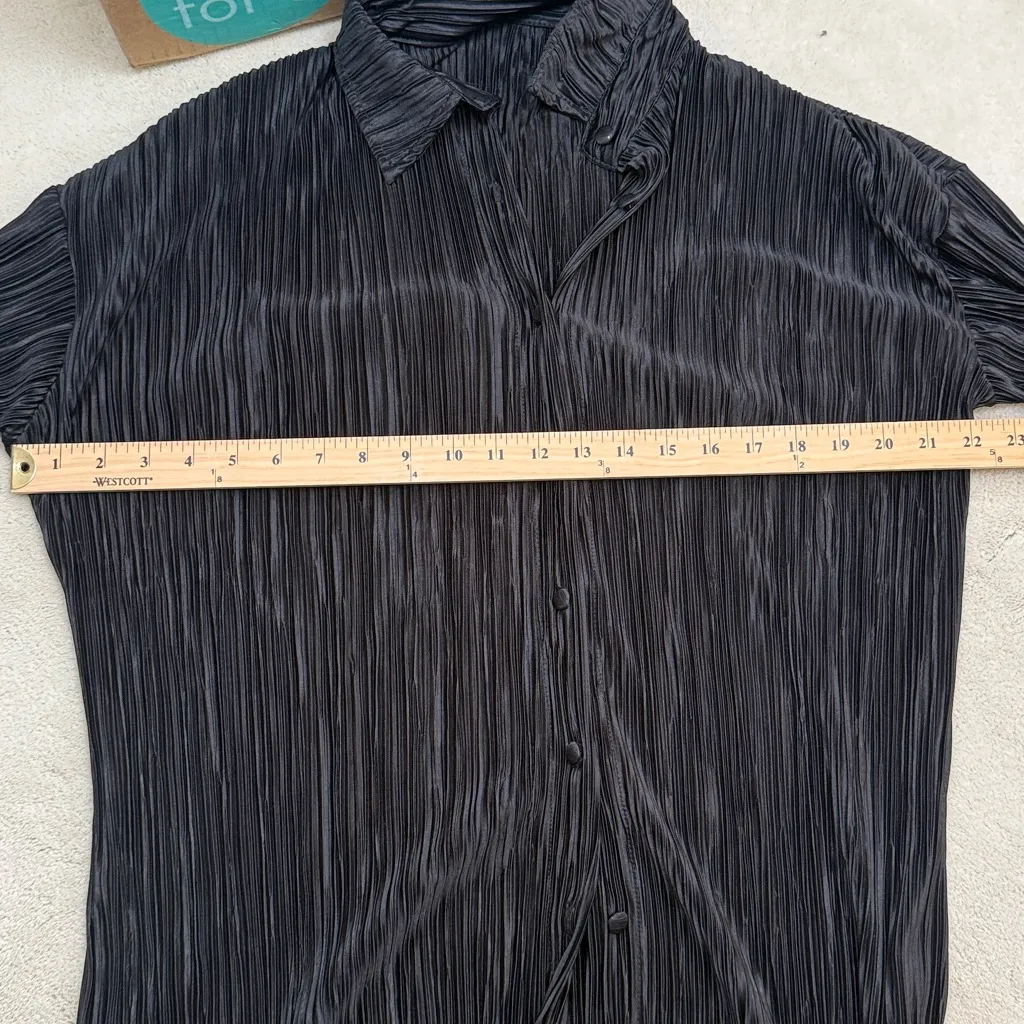 NUFIWI Women 2 Piece Set Button Down Shirt High Waist Shorts Black Pleated M Size M - Image 11