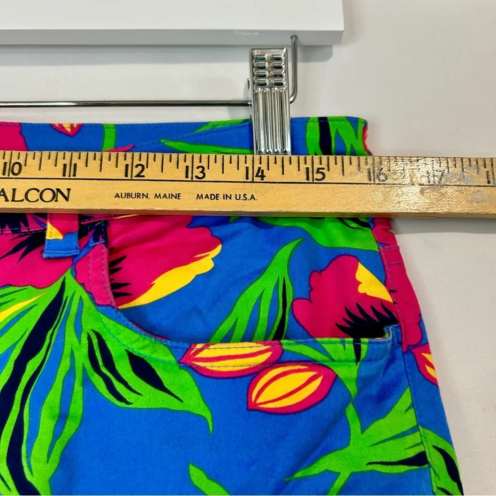 Polo Jeans Co. Ralph Lauren Women’s Tropical Floral Capri Pants Blue Size 8 EUC - Image 5