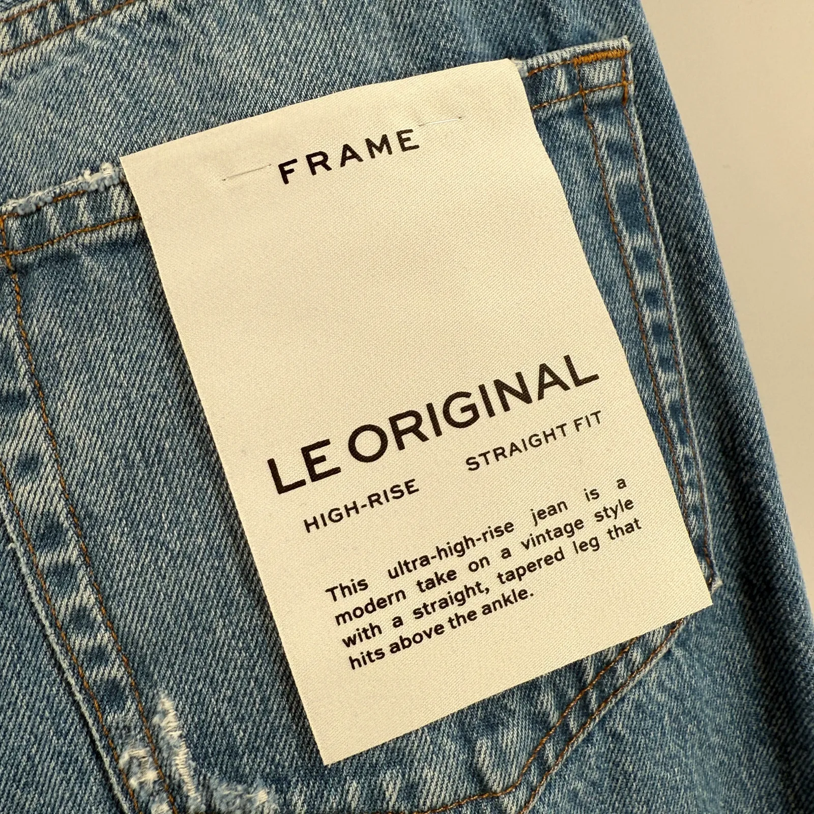 Frame Le Original Jeans SZ 26 Denim NWT High Rise Straight Leg Riverrun Distress - Image 6