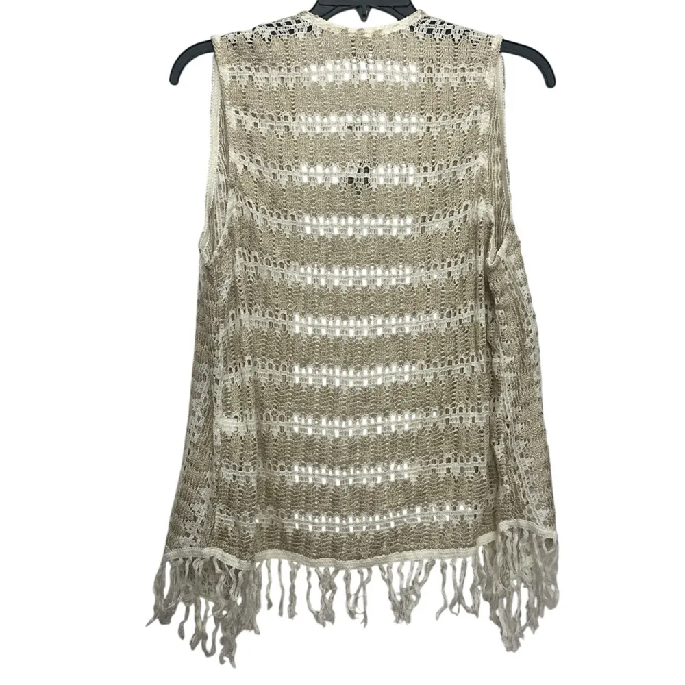 Chicos Guilded Waves Ballari Fringe Vest Metallic Size 3 / XL Festival Boho NWT - Image 2