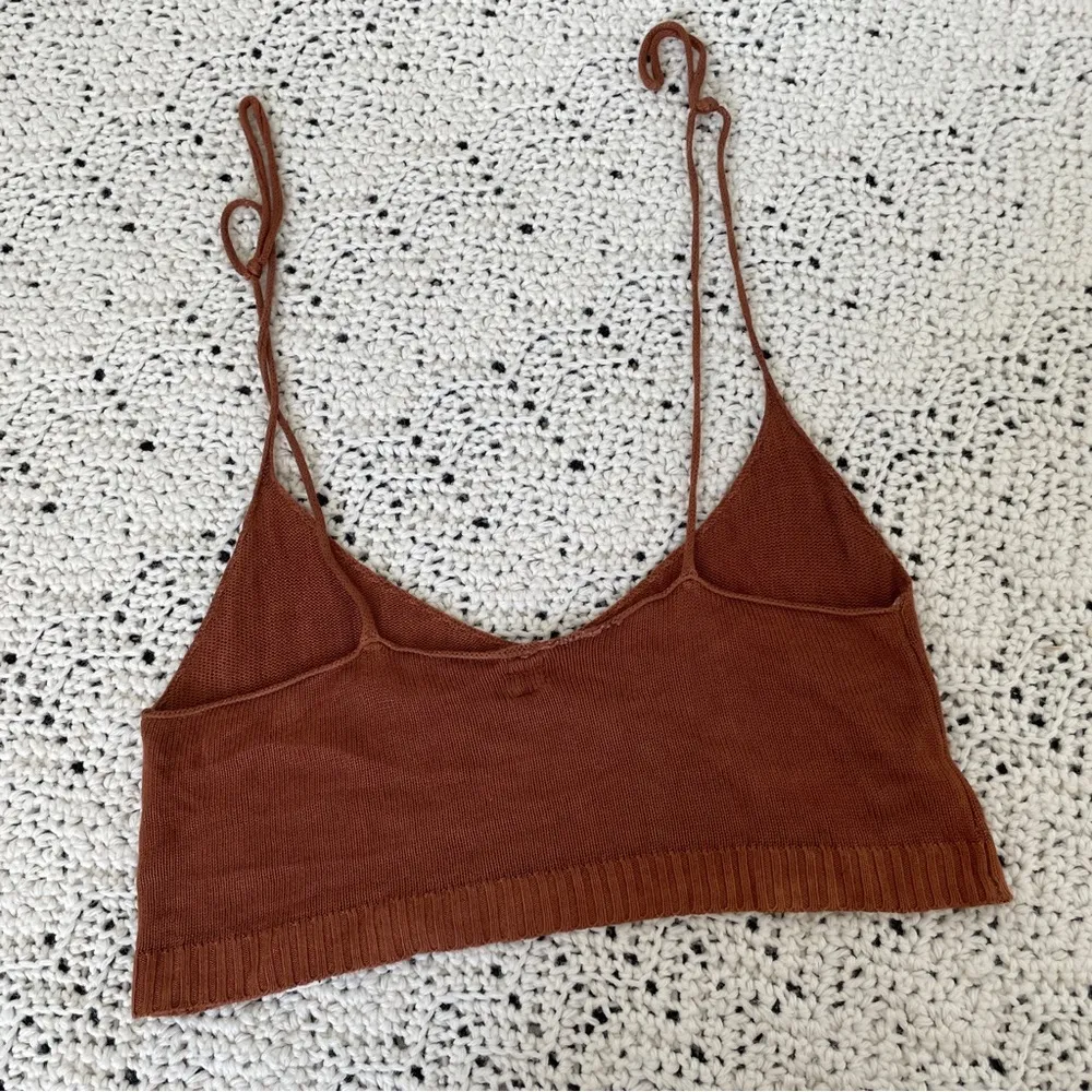 FLVX Co. V Neck Tie Strap Crop Knit Tank Top Orange (Medium) - Image 5