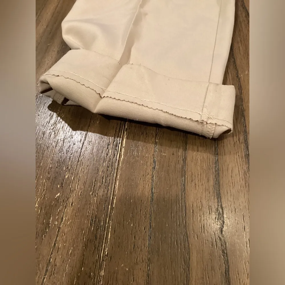 Vintage Lord Isaacs High Waisted khaki Tan pleated trouser dress crop Pants S - Image 11