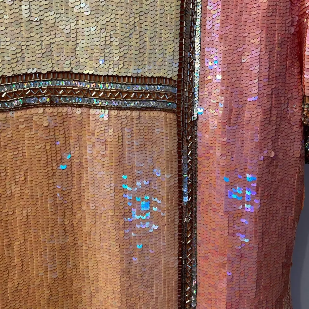 Vintage Black tie by Oleg cassini sequined dress 10 Pink - Image 4