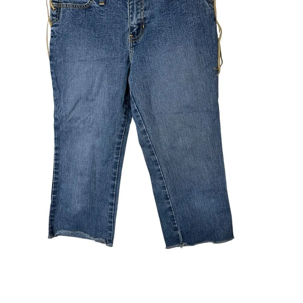 Vintage Abercrombie & Fitch Y2K Lace Up Capri Jeans - Image 3